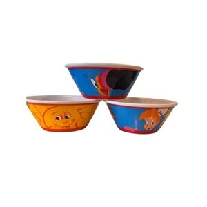 3 Kelloggs Cereal Bowls Rice Krispies Snap Crackle Pop Froot Loops Raisin Bran